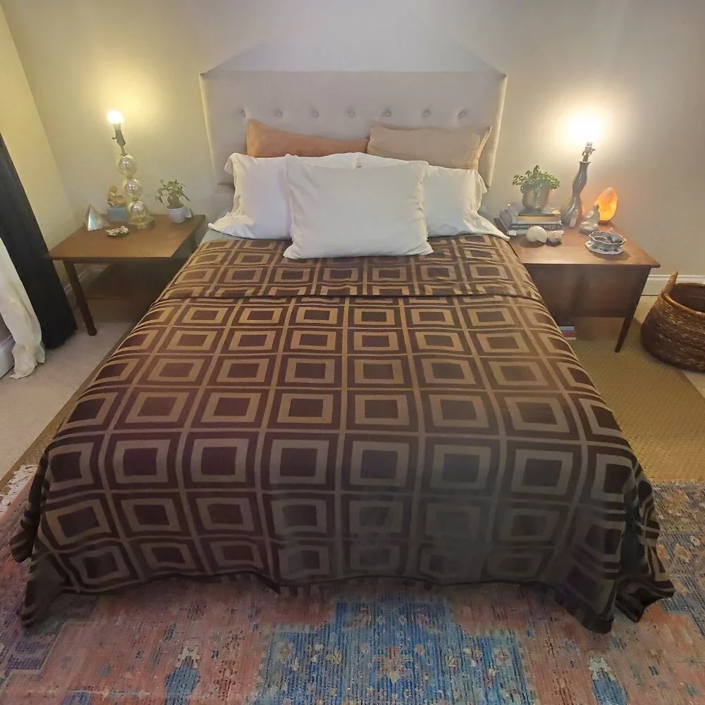 Queen Size Geometric Duvet Cover - Brown